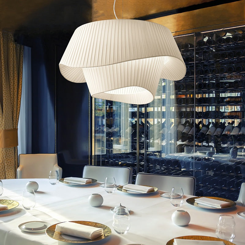 Noosa pleated pendant light, modern sculptural ceiling lamp, dimmable interior lighting