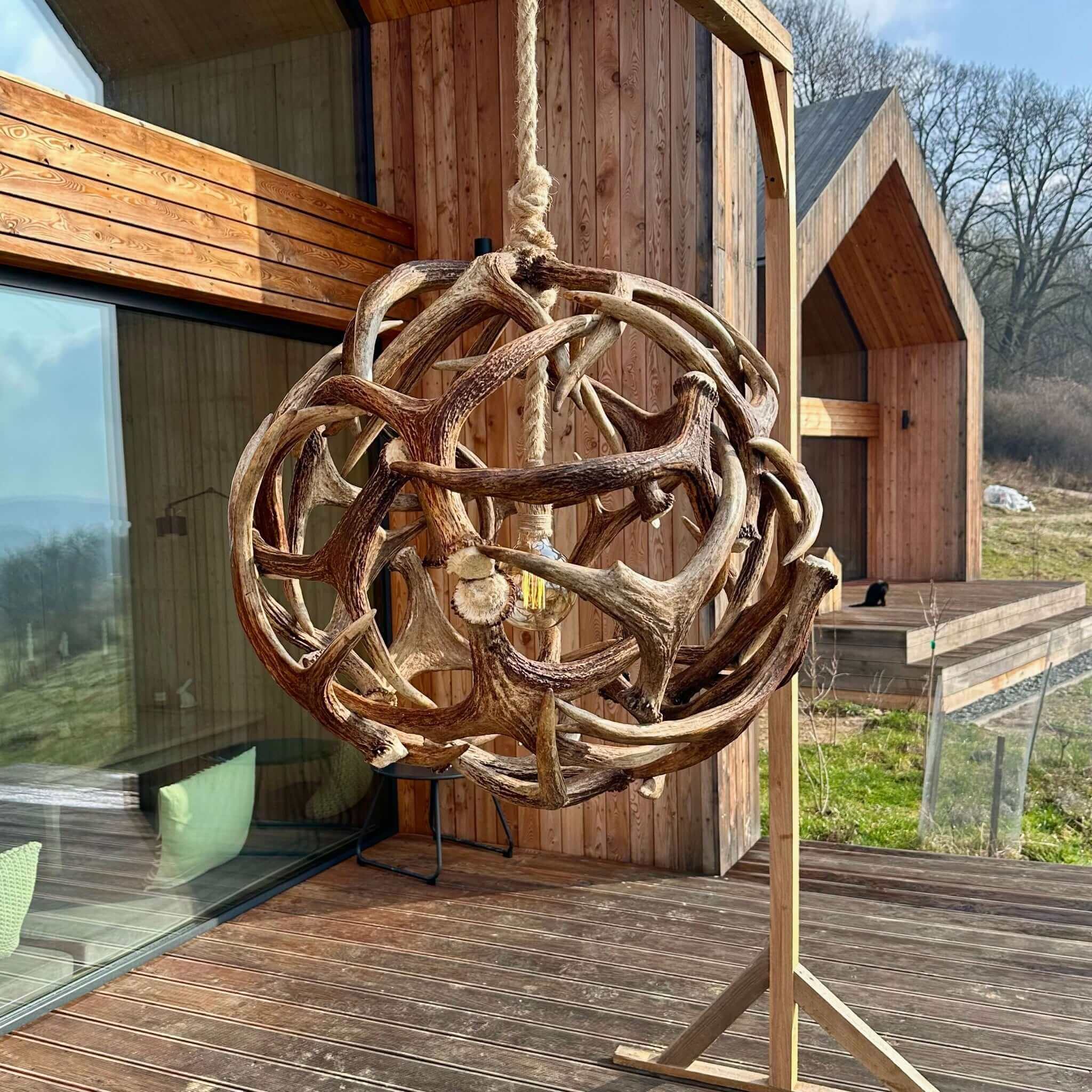 Real moose antler ball chandelier