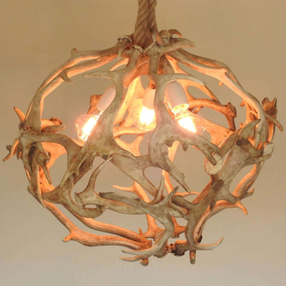 REAL WHITE BALL ANTLER Chandelier