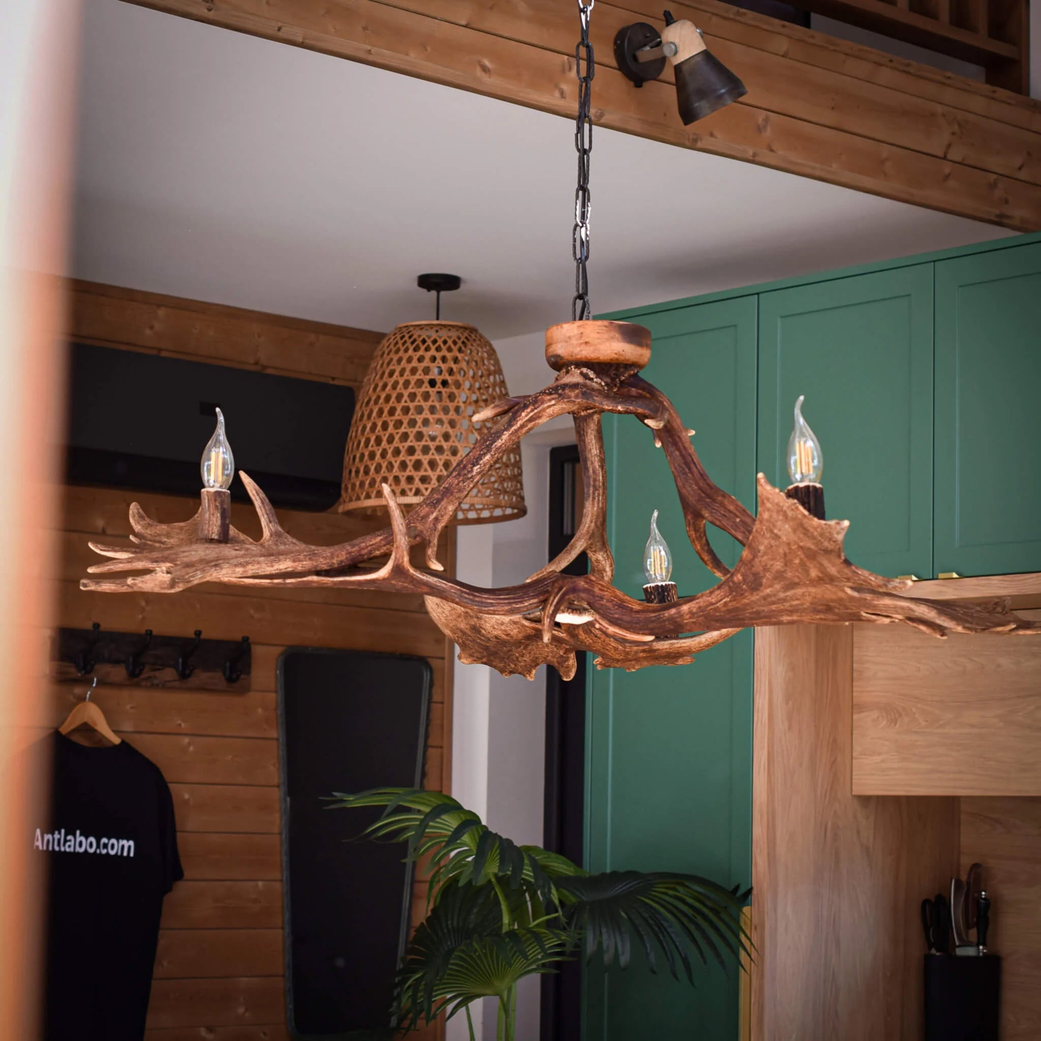 REAL LOW CEILING ANTLER Chandelier with antler sockets