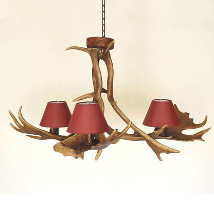 REAL ANTLER Chandelier for 3 lights with shades